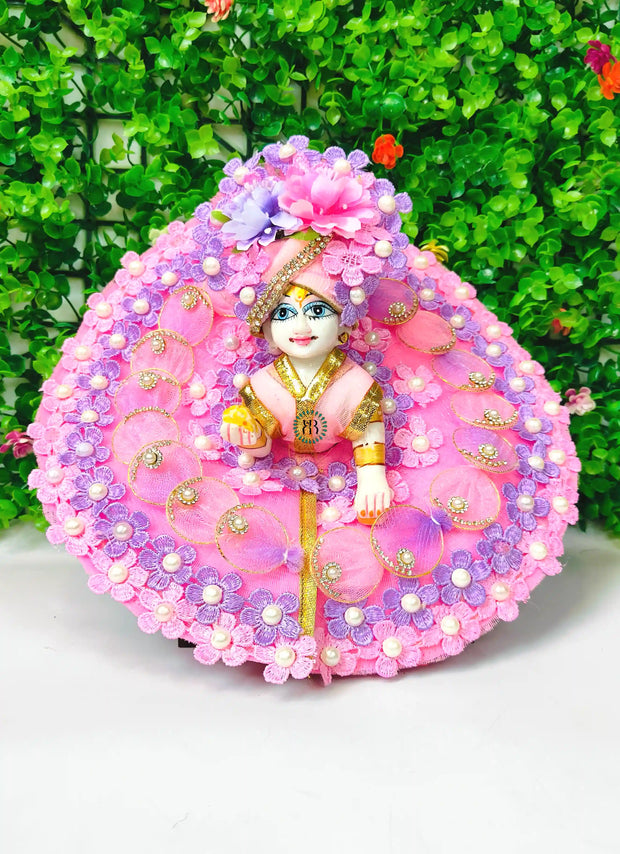 Beautiful baby pink and lavender color summer special dress for kanha ji with pagdi and choli