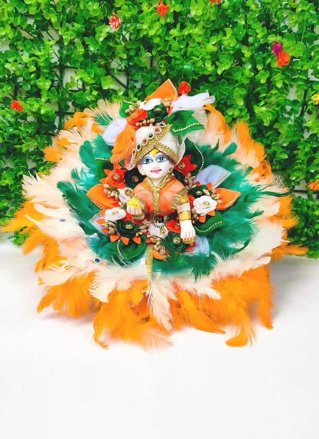Independence day special Tiranga feather dress for laddu gopal ji with pagdi and choli