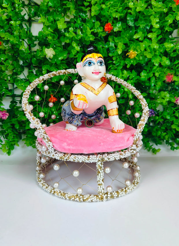 white moti sofa (singhasan) unique design for laddu gopal ji