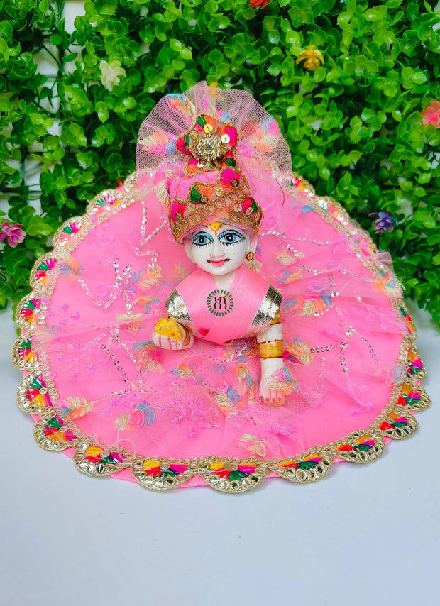 Kolkata lace fancy dress for laddu gopal with pagdi and choli