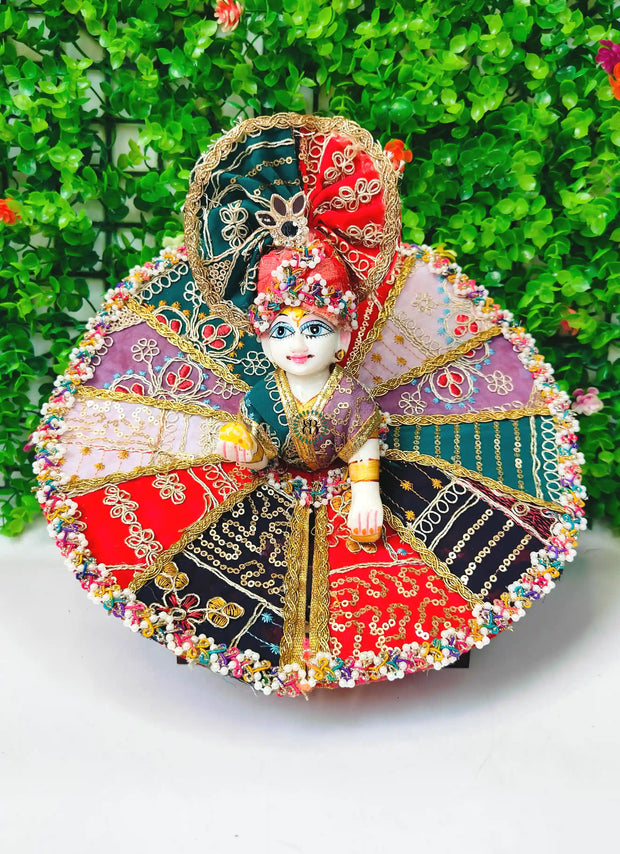 Multi color heavy dress for laddu gopal ji with pagdi and choli