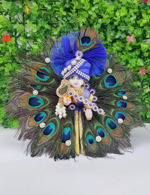 Full mor pankh heavy dress for laddu gopal ji with pagdi and bansuri