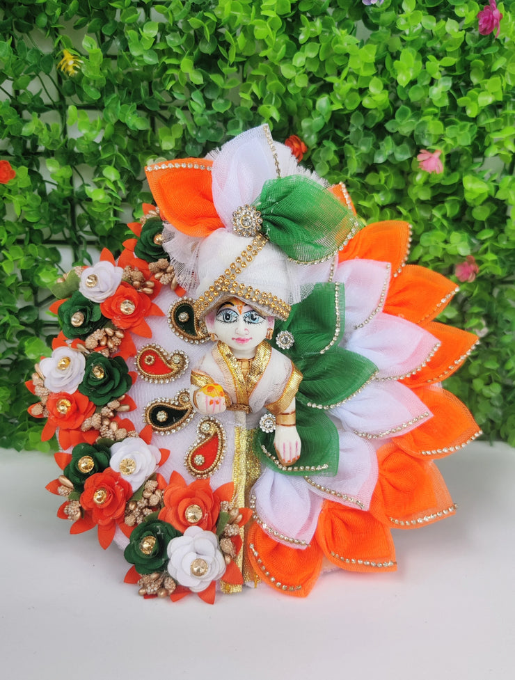 Tiranga flower patti heavy dress for laddu gopal ji with pagdi