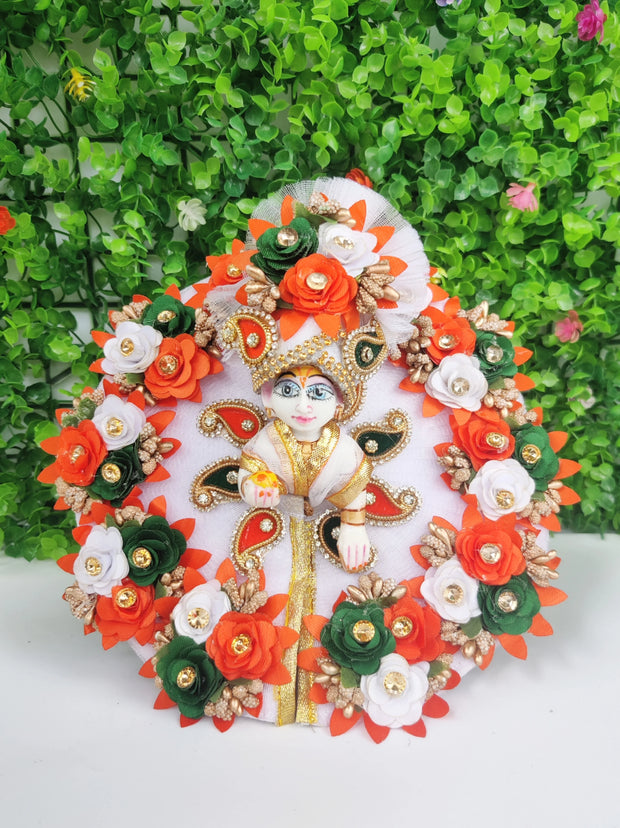 Tiranga triflower heavy dress for laddu gopal ji with pagdi