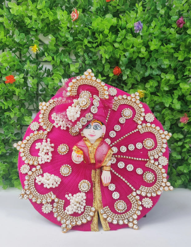 Pink haar latkan heavy dress for laddu gopal ji with pagdi