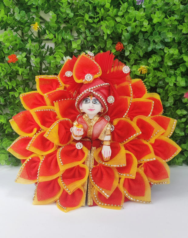 Full red yellow heavy dress for laddu gopal ji with pagdi