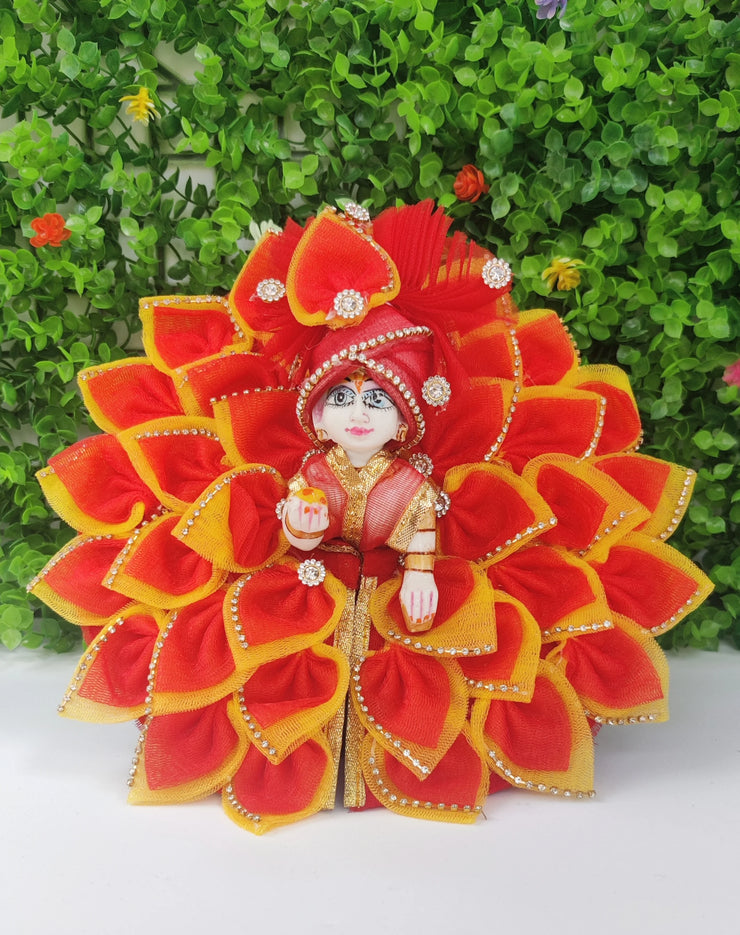 Full red yellow heavy dress for laddu gopal ji with pagdi