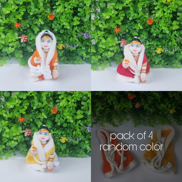 Laddu gopal dori ponchu for winter pack of 4 (RANDOM PRINT AND COLOUR)
