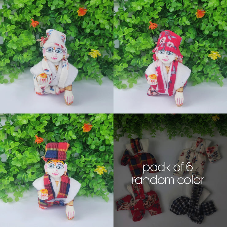 Laddu gopal jump suit for winter pack of 6 (RANDOM PRINT AND COLOUR)