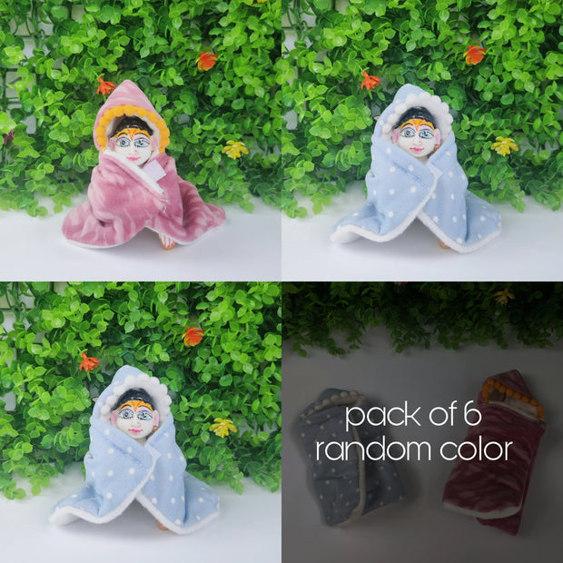 Laddu gopal shawl ponchu for winter pack of 6 (RANDOM PRINT AND COLOUR)