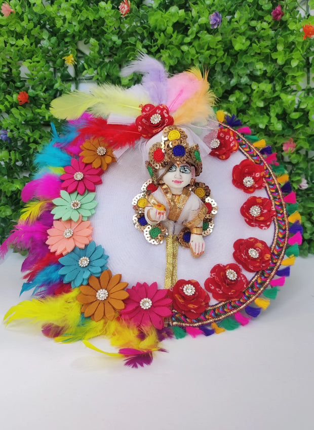 Heavy feather holi dress for laddu gopal ji with pagdi