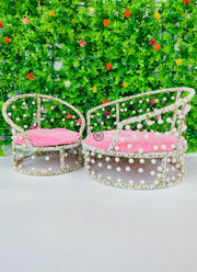 white moti sofa (singhasan) unique design for laddu gopal ji