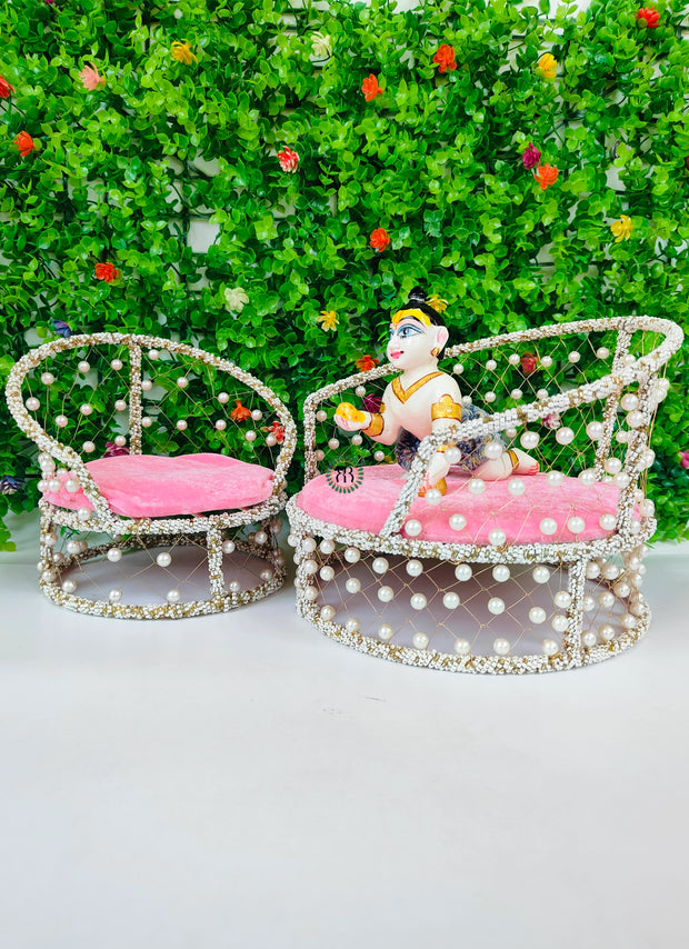 white moti sofa (singhasan) unique design for laddu gopal ji