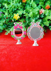 fancy oval silver mirror toy for laddu gopal ji