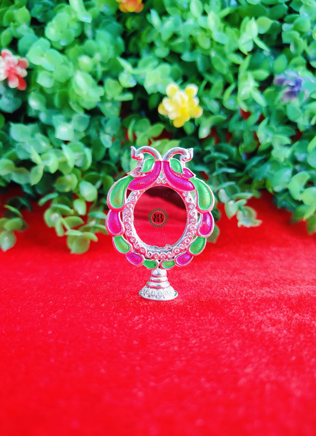 fancy oval silver mirror toy for laddu gopal ji