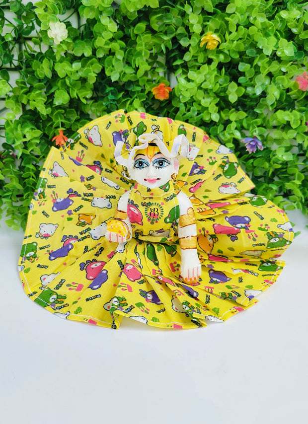 Cartoon print cotton dress for laddu gopal ji (pack of 4- RANDOM COLOR)