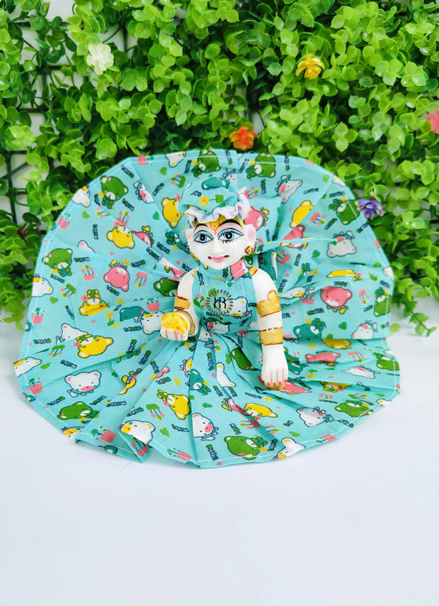 Cartoon print cotton dress for laddu gopal ji (pack of 4- RANDOM COLOR)