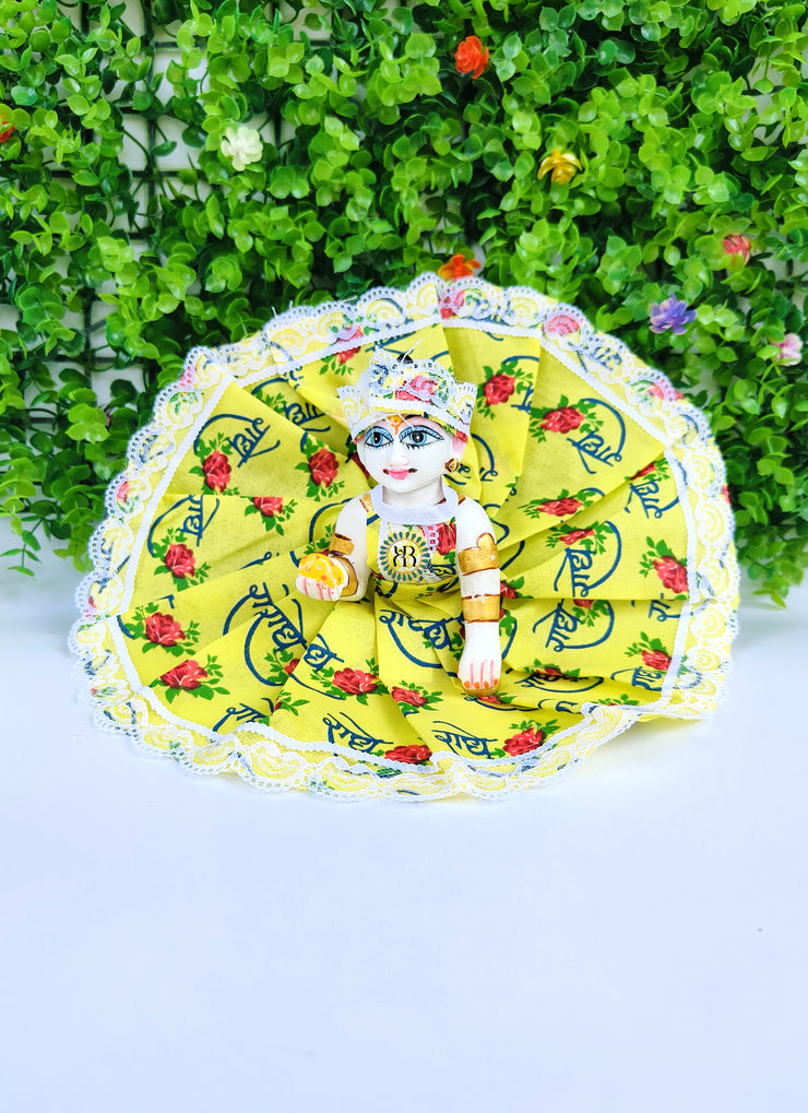 Summer radhe print cotton lace dress for laddu gopal ji(pack of 3)