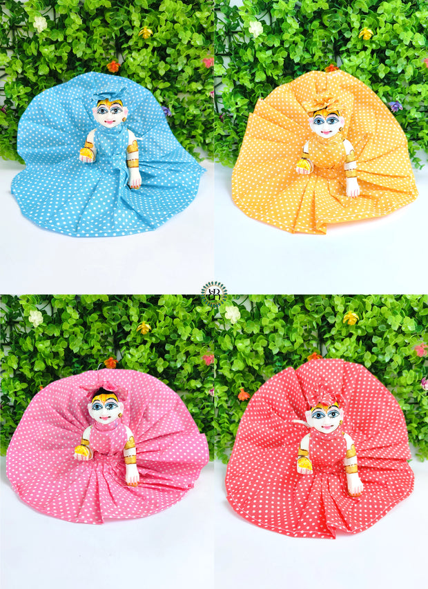 Dotted printed cotton dress for laddu gopal ji (pack of 4)