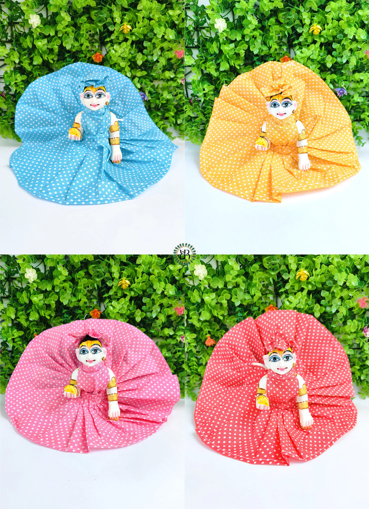 Dotted printed cotton dress for laddu gopal ji (pack of 4)