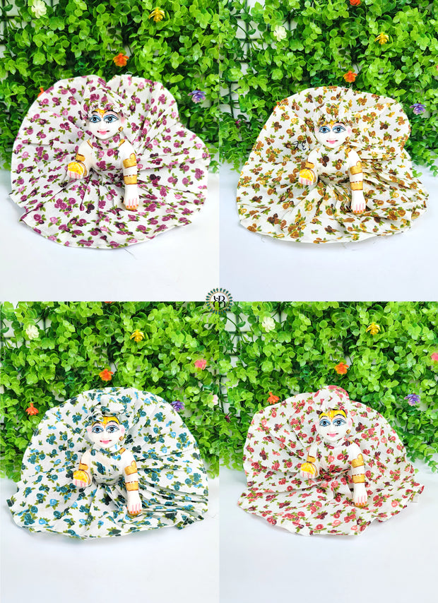 Flowers print cotton dress for laddu gopal ji (pack of 4)