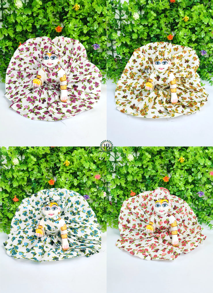 Flowers print cotton dress for laddu gopal ji (pack of 4)