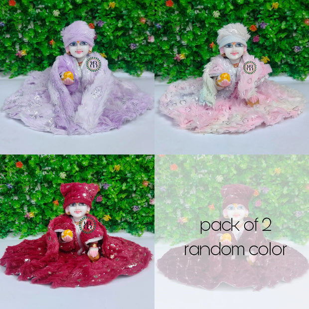 Laddu gopal topi muffler woolen furr washable dress special for winter - pack of 2