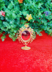 fancy oval golden mirror toy for laddu gopal ji