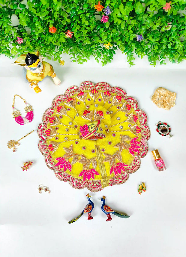 Janmashtmi Speacial Combo For Laddu Ji With Lemon Rani Dress And Accessories