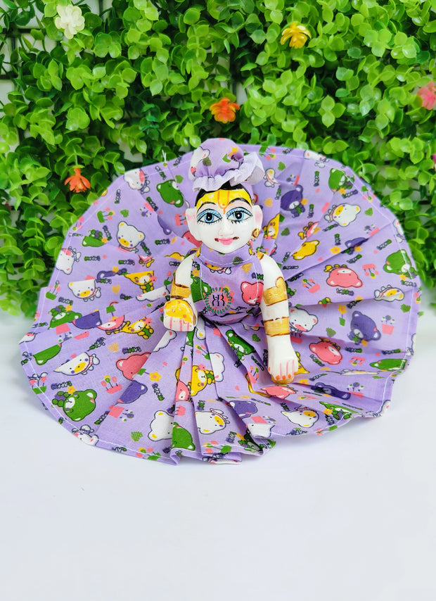 Cartoon print cotton dress for laddu gopal ji (pack of 4- RANDOM COLOR)