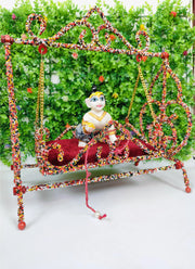 White beads foldable jhula unique design for laddu gopal ji