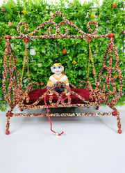 White beads foldable jhula unique design for laddu gopal ji