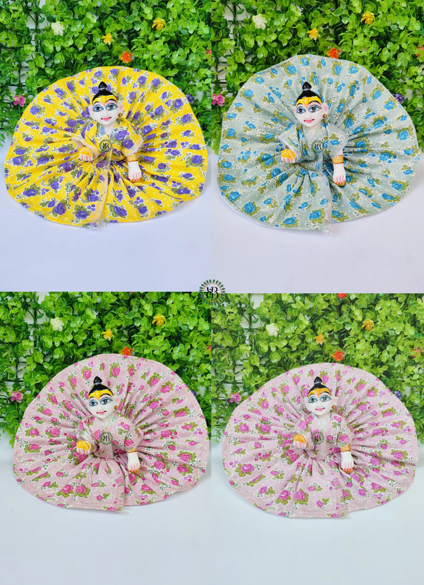 cotton flower dress for laddu gopal ji (pack of 4) (Random color)