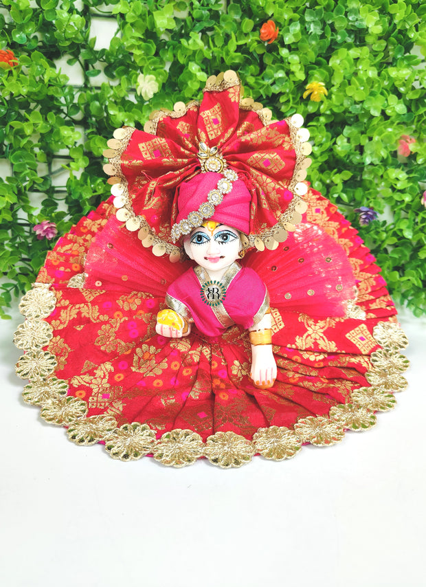bhandej lace dress for laddu gopal ji with pagdi and choli