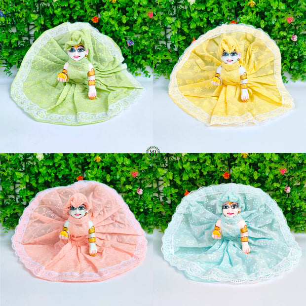Beautiful soft cotton lace dress for laddu gopal ji (pack of 2) (Random color)
