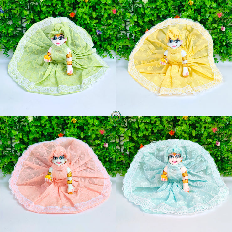 Beautiful soft cotton lace dress for laddu gopal ji (pack of 2) (Random color)