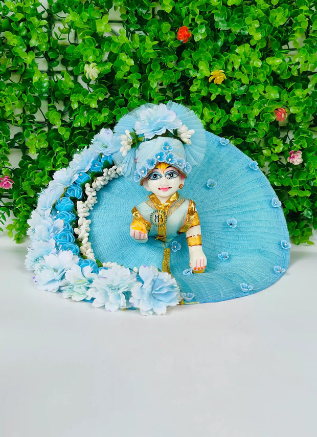 Sky blue heavy laddu gopal dress with pagdi