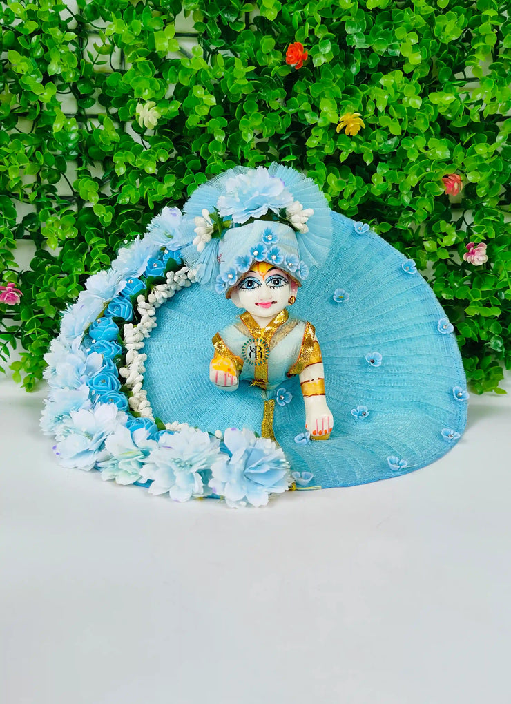 Sky blue heavy laddu gopal dress with pagdi