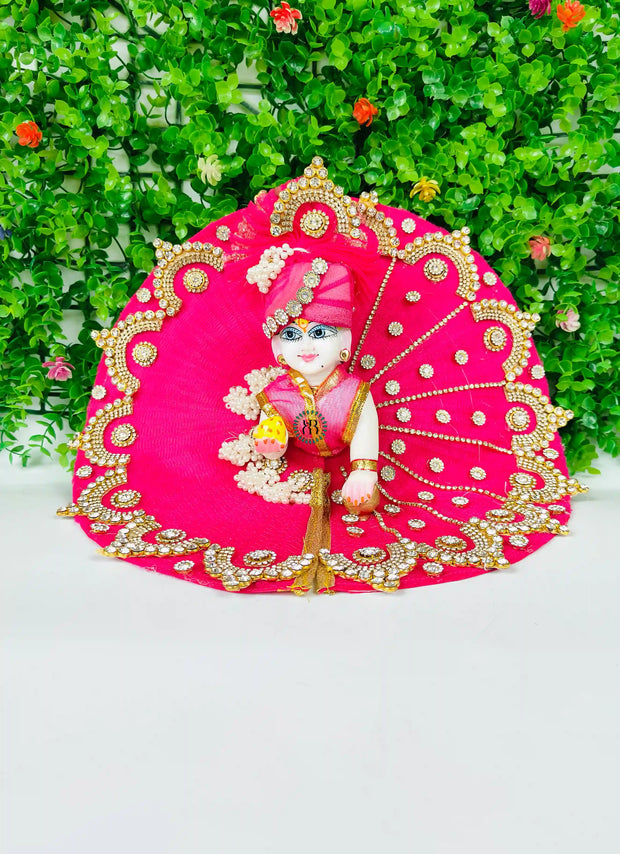 Pink haar latkan for laddu gopal ji dress with pagdi and choli
