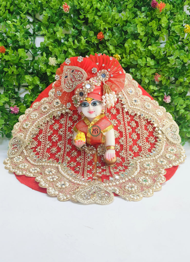 Janmashtami special red lehnga design dress for laddu gopal ji with pagdi and choli