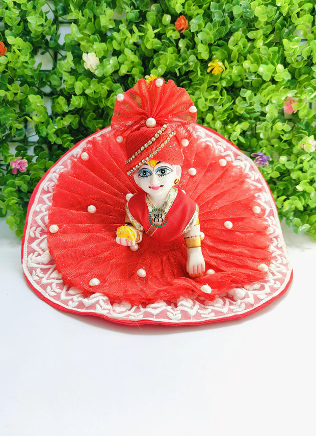 Beautiful net dress for laddu gopal ji with pagdi and choli