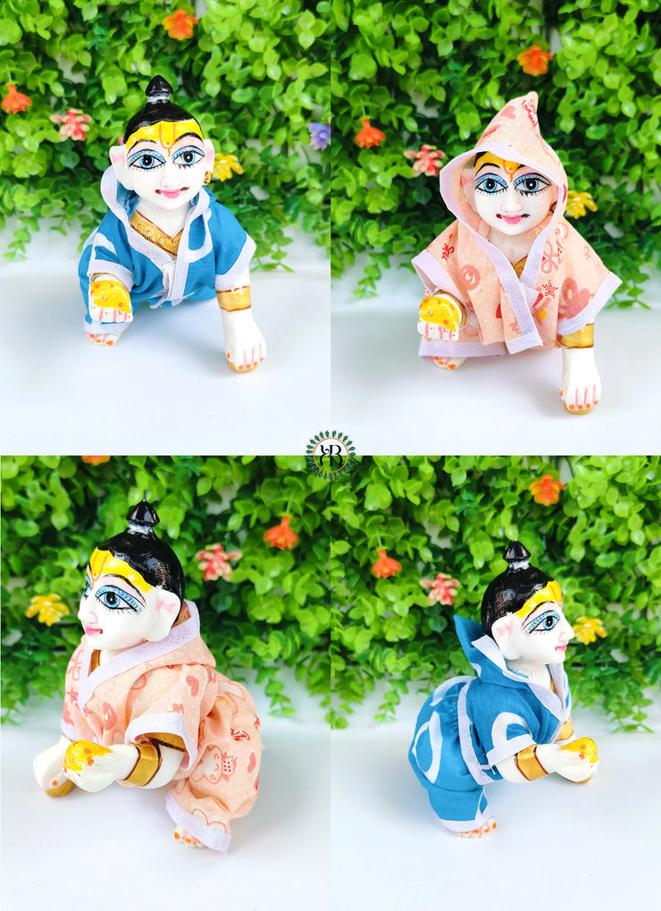 Night suit with topi for laddu gopal ji (pack of 4) (Random color and print)