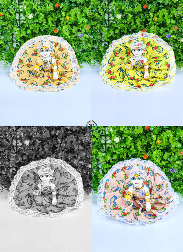 Summer radhe print cotton lace dress for laddu gopal ji(pack of 3)