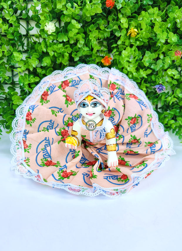 Summer radhe print cotton lace dress for laddu gopal ji(pack of 3)