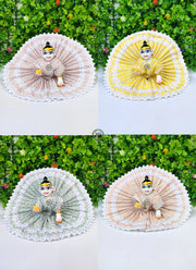 cotton dotted double lace dress for laddu gopal ji (pack of 4) (Random color)
