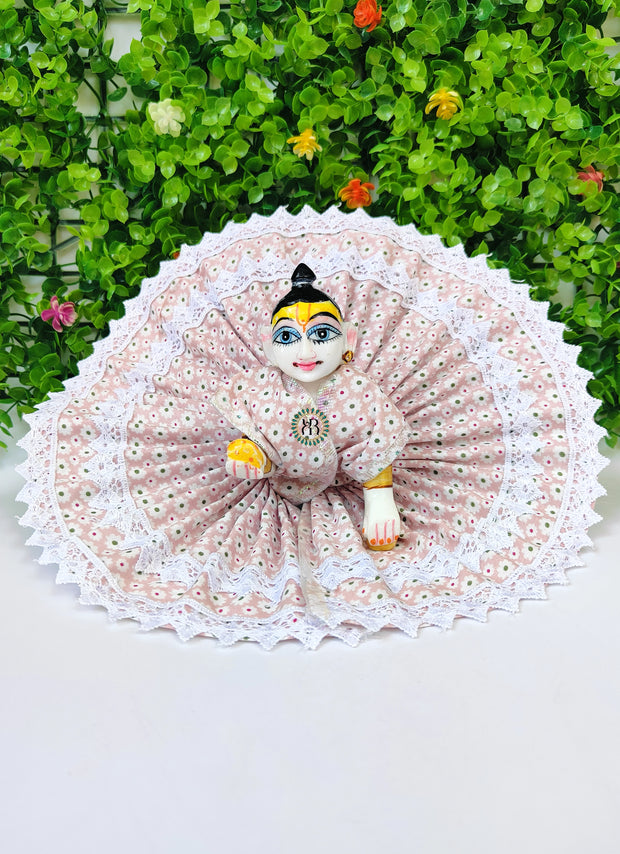 cotton dotted double lace dress for laddu gopal ji (pack of 4) (Random color)