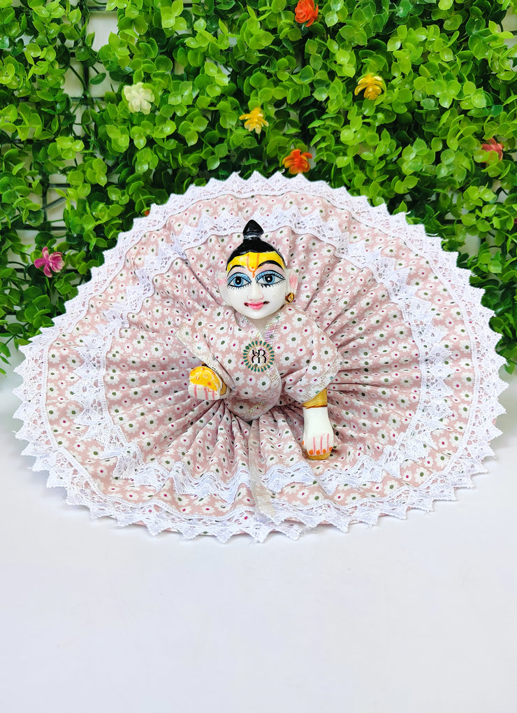 cotton dotted double lace dress for laddu gopal ji (pack of 4) (Random color)