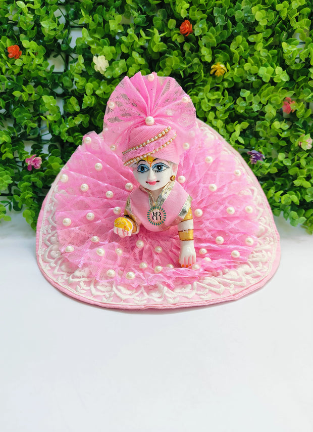 Beautiful net dress for laddu gopal ji with pagdi and choli