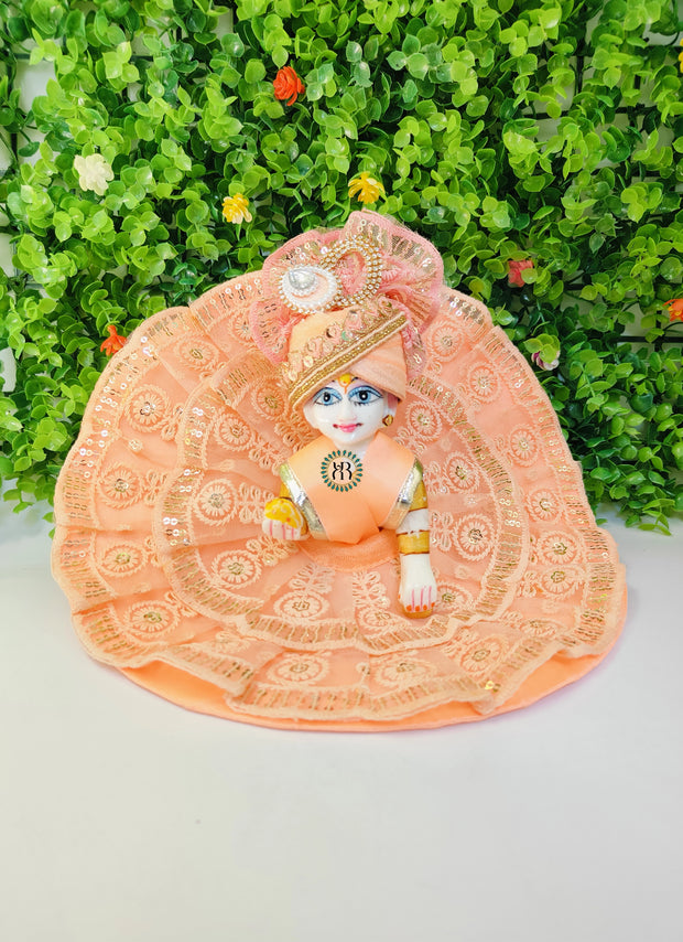 Cute lace dress for laddu gopal ji with pagdi and choli