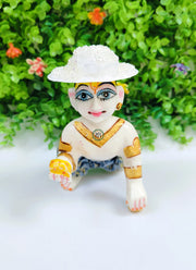 Fancy white cap for laddu gopal ji suitable for ( 4-6 ) NUMBER